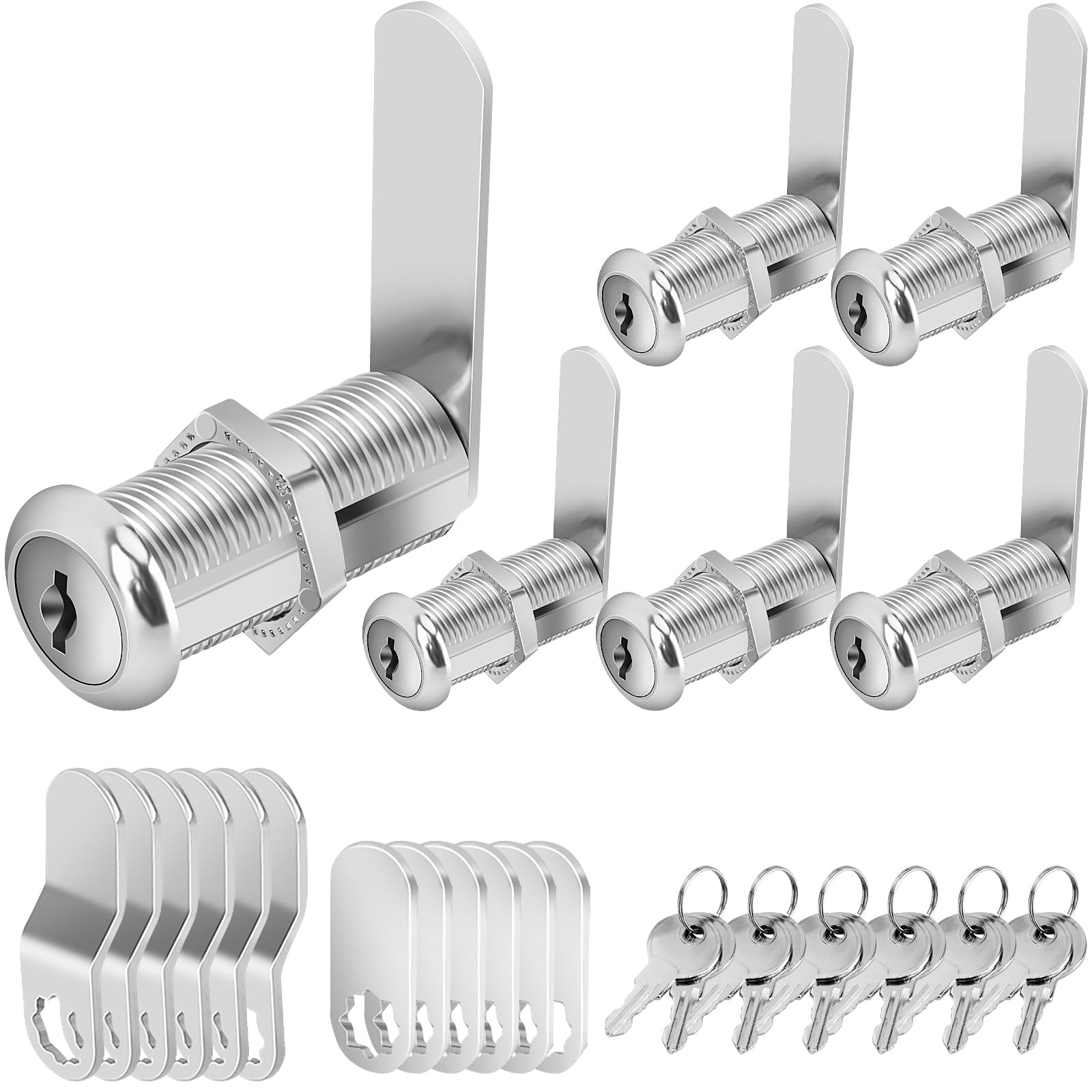 Photo 1 of Cylinnda Cabinet Locks with Keys, 1-1/2" Long Cam Locks Keyed Alike, Cabinet Cam Lock Set for Cabinets RV Storage Locks Tool Box Lock Thick Drawer, Zinc Alloy (6 Pack, 1-1/2 Inch)