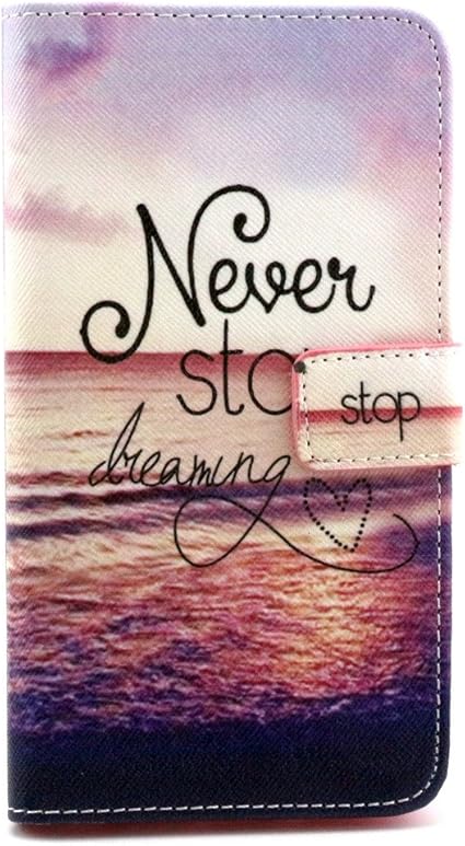 Crisant Sera Del Tramonto Mare Cielo Traduzione Inglese Never Stop Dreaming Design A Portafoglio In Pelle Pu Da Tifoso Custodia Flip Cover Per Lg G3 Amazon It Elettronica