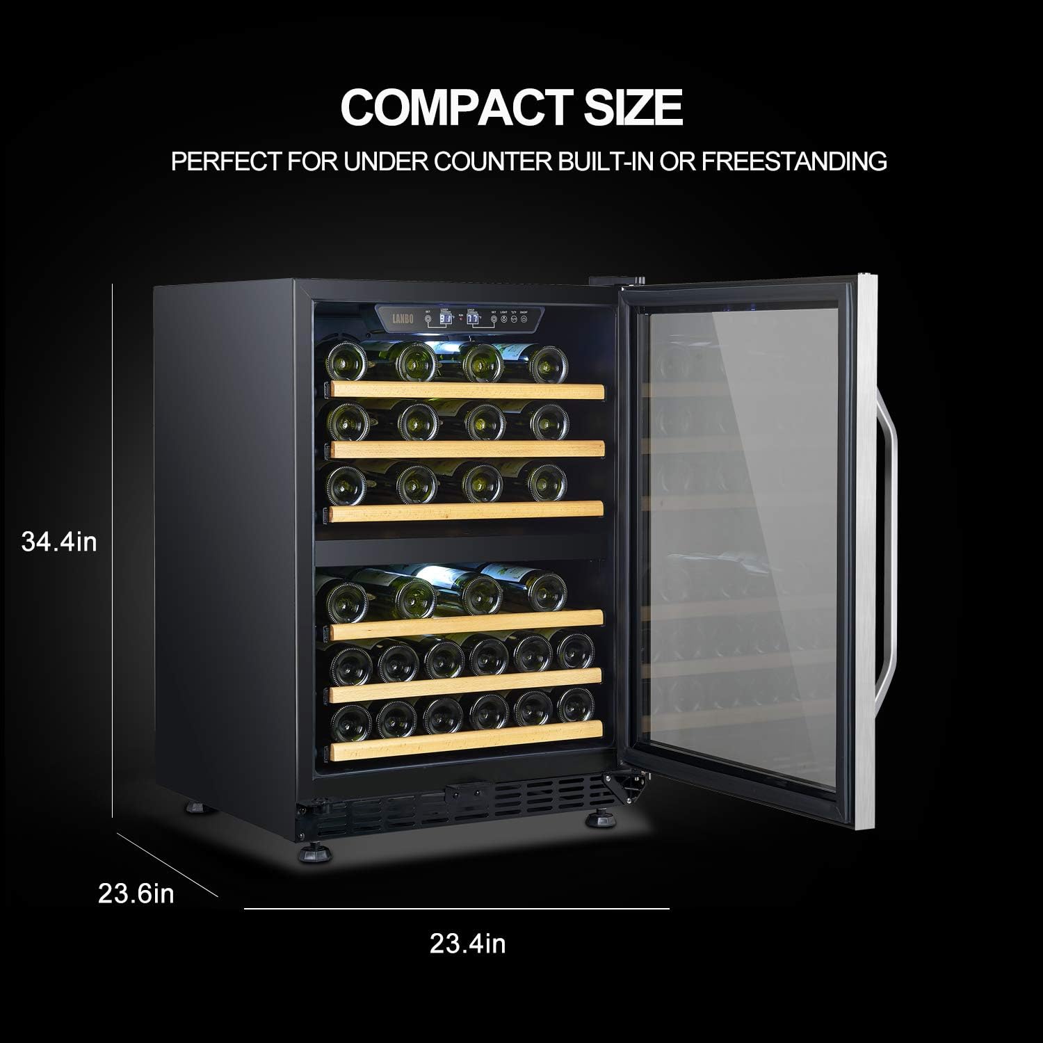 Lanbo 44 Bottle Built In Dual Zone Compressor Wine Cooler 24 Inch Wide