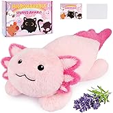 JIZWPOOM Microwavable Stuffed Animals, Axolotl Plush, Cute Weighted Heating Pad for Period Cramps,Soft Cute Kawaii Plush Toys for Gift for Girls Kids,13 Inch