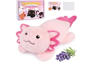 JIZWPOOM Microwavable Stuffed Animals, Axolotl Weighted Plush Heating Pad for Microwavable,Cute Soft Plush Toys for Gift for 