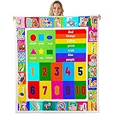 Feelyou Kids Educational Throw Blanket Playtime Collection ABC, Numbers and Shapes Learning Plush Blankets and Throws Kids Play Fuzzy Blanket for Bed Sofa Couch for Playroom Bedroom 50"x60"…