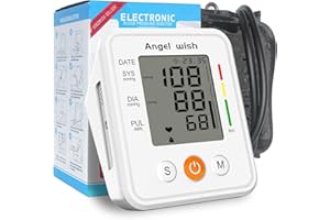 Blood-Pressure Monitor Blood-Pressure Monitors for Home-Use - Upper Arm Smart Machine White BP Adjustable Cuff Automatic Adult with Large Screen Voice Broadcast angel wish