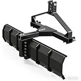 YINTATECH 3 Point Grader Blade, 52" Rear Scrape Blade for Cat-0 Cat-1 | Snow Plow Blade Implement with Adjustable Angle, for Grading Driveways, Leveling