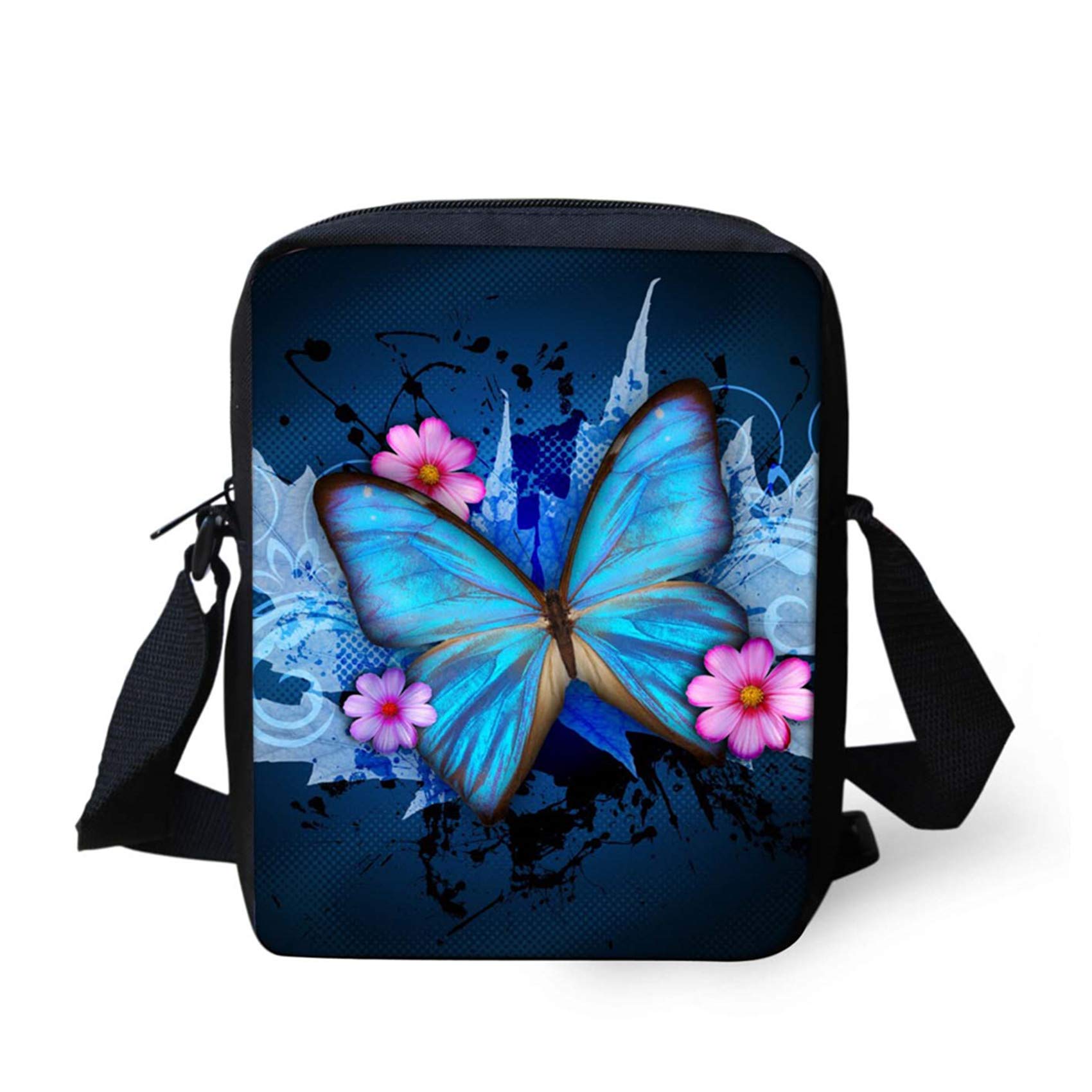 HUGS IDEA Butterfly Printed Small Crossbody Bags Shoulder Handbag Cell Phone Purse wallet Bag for Women Girl