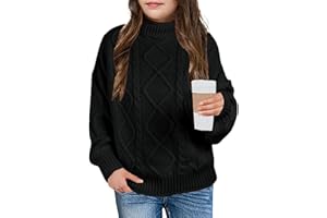 XUBA Girls Sweater Pullover Cable Knit Long Sleeve Turtleneck Chunky Warm Top