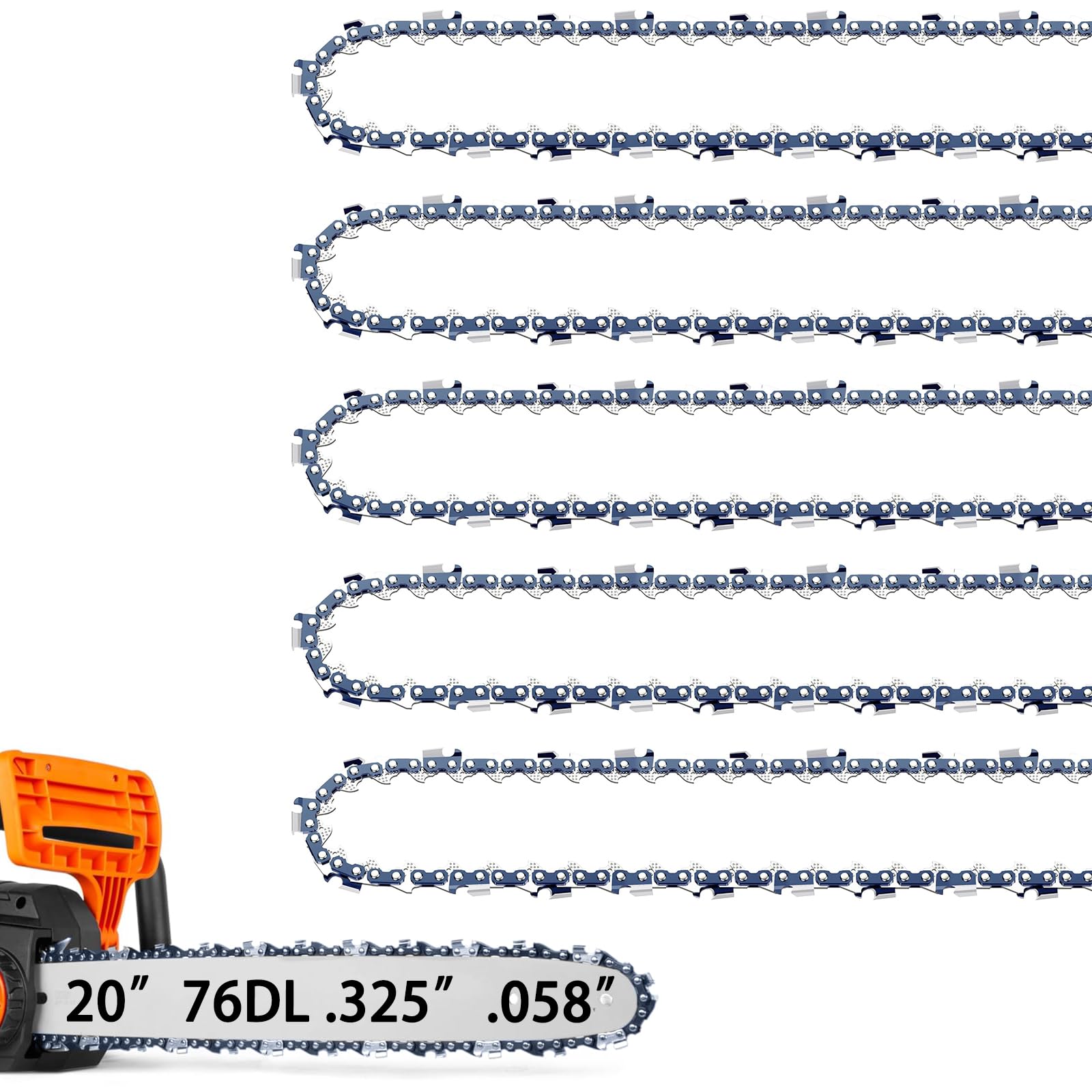 5 Pack 20 Inch Chainsaw Chain .325