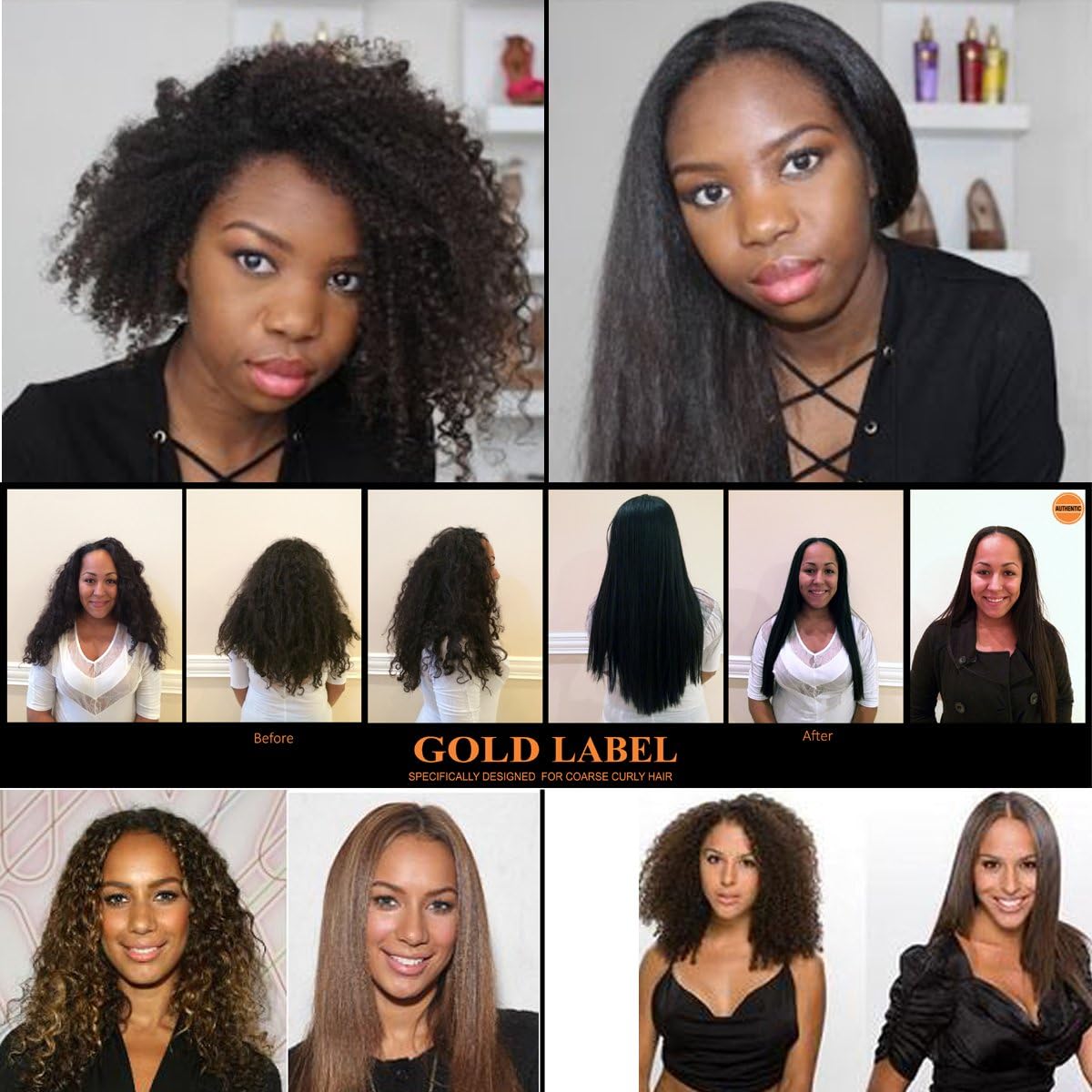 Gold Label Professional Brazilian Keratin Blowout Hair Treatment Designed for Coarse Curly, Black, African, Dominican - Image 5