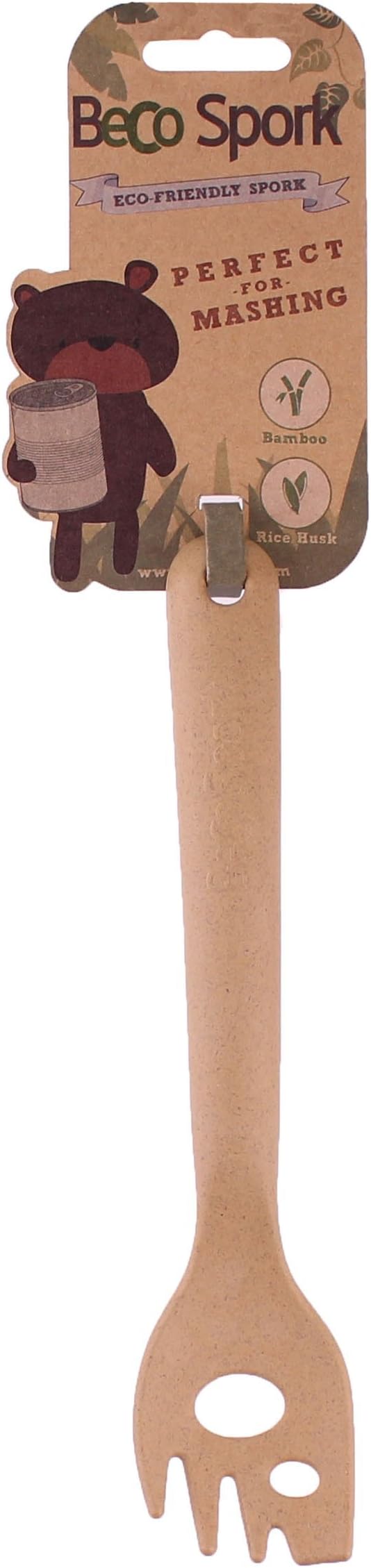 Beco Spork - Eco Friendly Bamboo Spoon/Fork with Extra Long Handle - Brown