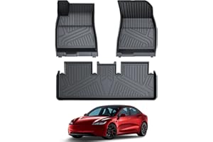 COMAUTO Thickened Fit for Tesla Floor mats Model 3 Standard/Premium/Performance 3D Custom Fit All Weather TPE Accessories for 2024 2025 2026 Tesla Model 3 Highland, Full Set of 3 for Front, Rear
