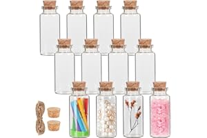 MIUKADA 30 ml Small Glass Bottles with Cork, 12 Pack Mini Bottles with Twine & EXTRA Cork Stoppers, Small Vials with Lids, Tiny Glass Bottles, Mini Potion Bottles, Spell Jars, Message in a Bottle