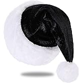 Eoocan Santa Hat, Santa Hat for Adults, Unisex Velvet Comfort Black Christmas Hats Extra Thicken Classic Plush for Christmas New Year Festive Holiday Party Supplies