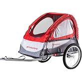 Schwinn Trailblazer Plus Kids Bike Trailer, Single Seat, Universal Coupler, Folding Frame, Quick-Release Wheels, Canopy with Bug Screen and Weather Shield, Schwinn Bike Trailer for Kids