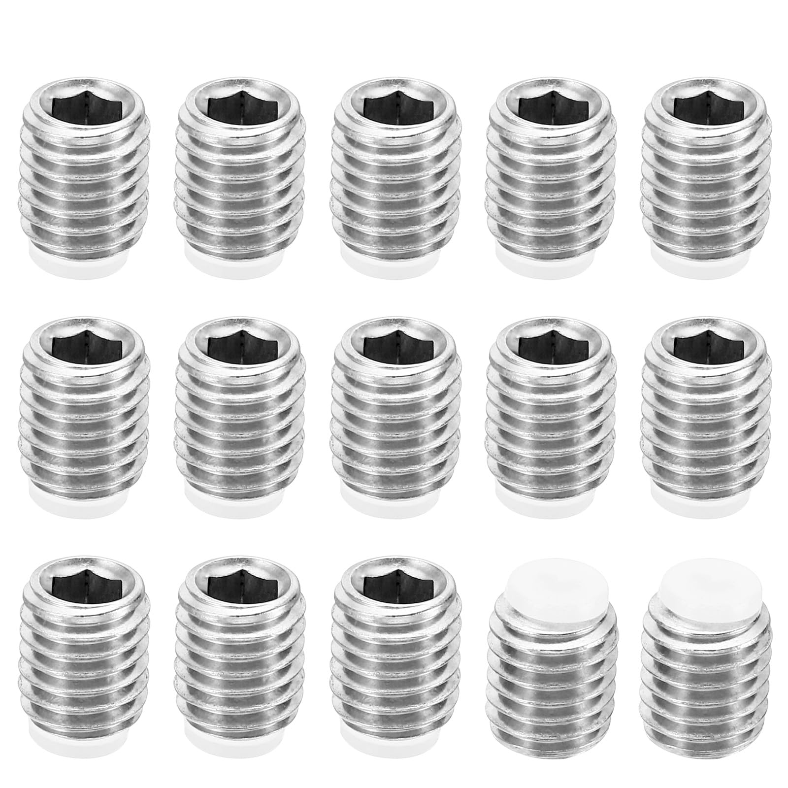 PATIKIL M10x12mm Nylon Tip Grub Screw, 15 Pack Metric Hex Socket Head Cup Point Anti Slip Set Screws Internal Hex Drive Hardware, 304 Stainless Steel