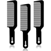 Boao 3 Pack Barber Flat Top Clipper Combs for Haircut,Black | Styling Tool for Fading Cuts, Fine Teeth for Clipper Control, Plastic with Handle Loop, For Salon and Home Haircuts