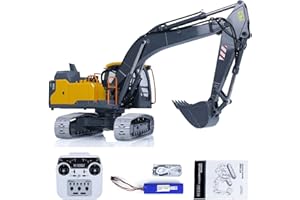 wheelfun 1:14 Double E RC Excavator Model for E010 EC160E Full Alloy Metal RC Engineering Digger Vehicle Motor ESC Servo Light, US in Stock