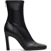 Oiamenne Women's Stretch Ankle Boots with Back Zipper | Square Toe, Block High Heel Booties for Casual and Dressy