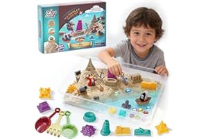 Chico Land Waterplay & Sensory Sand Kit – 2.2lb Pirate Adventure Play Sand for Kids Ages 4+, Water & Sandbox Play with Molds, Gems & Tools, Mess-Free, Non-Toxic Sensory Bin Filler​