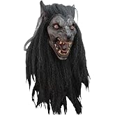 Ghoulish Productions Black Moon Mask. Wolf Latex Mask, Snarling Wolf Mask, Werewolf Creature Mask With Black Fur. Werewolves Line. One Size Latex Mask