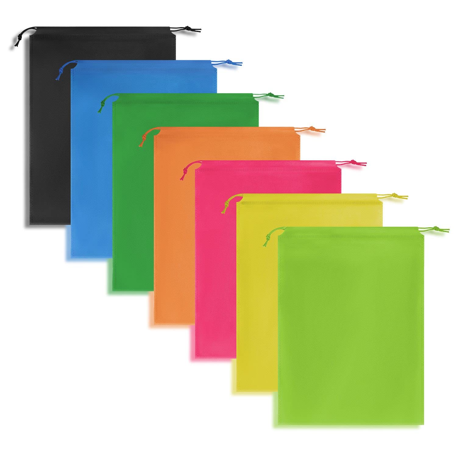 QEEQPF 7-Piece Travel Shoe Bag, dust-Proof Shoe Bag, Portable Medium-Sized Shoe Storage Bag, Non-Woven dust-Proof Drawstring Shoe Storage Bag. (Color), color