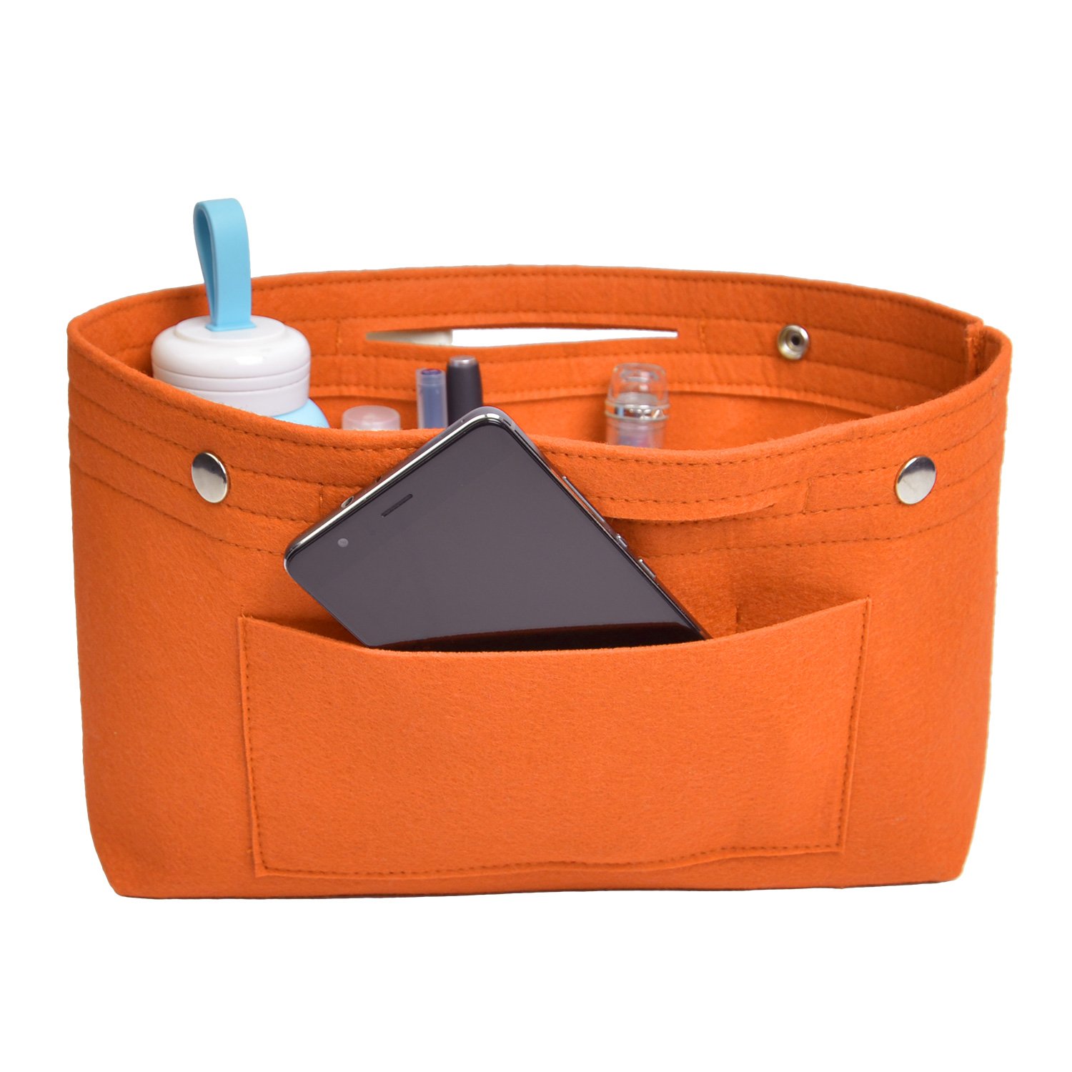 NOTAG Bag Organiser, Felt Insert Bag Organiser Lightweight Multi-Pocket Handbag Organiser Insert (S, Orange)