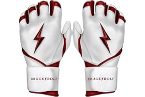 BRUCE BOLT Chrome Series Long Cuff Batting Gloves - Multiple Colors - Adult & Youth Sizes