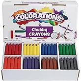 Colorations Chubby Crayons for Kids, 200 Count, 8 Colors | Short, Thick Easy-Grip Crayons, 2.68" L x 0.56" Dia Each, Bulk Classroom Pack for Toddlers, Washable, Non-Toxic, Jumbo
