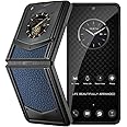 VERTU IRONFLIP Calf Skin Flip Cell Phone, Unlocked Android 5G Smartphone, Foldable Design, One-Hand Control, 50MP Camera, 12G+512G, Dual SIM, 6.9" 120Hz OLED, 65W Fast Charge (Gentleman Blue)