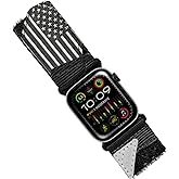 ULTIMAL Ultrawide for Apple Watch Band Ultra/Ultra2 49mm 46mm 45mm 44mm Ultra wide Sport Nylon Band for iWatch Series 10/9/8/7/6/5/4/SE/SE2 for Men Hollow Out Breathable watch band (Black USA Flag)