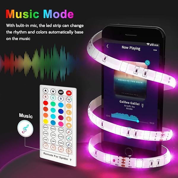 Smart Led Strip Streifen 5M kompatibel mit Alexa Google Home Maxcio Wlan RGB LED Streifen Band Beleuchtung mit Fernbedienung WiFi Musik Leiste Lichterkette fr TV PC Bett Smart Home Zubehr