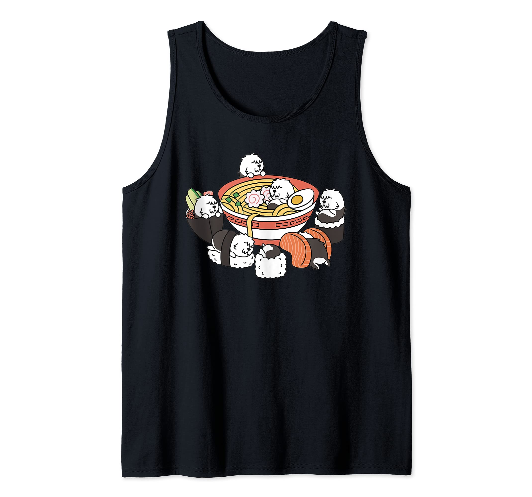 Ramen Sushi Old English Sheepdog Dog Tank Top