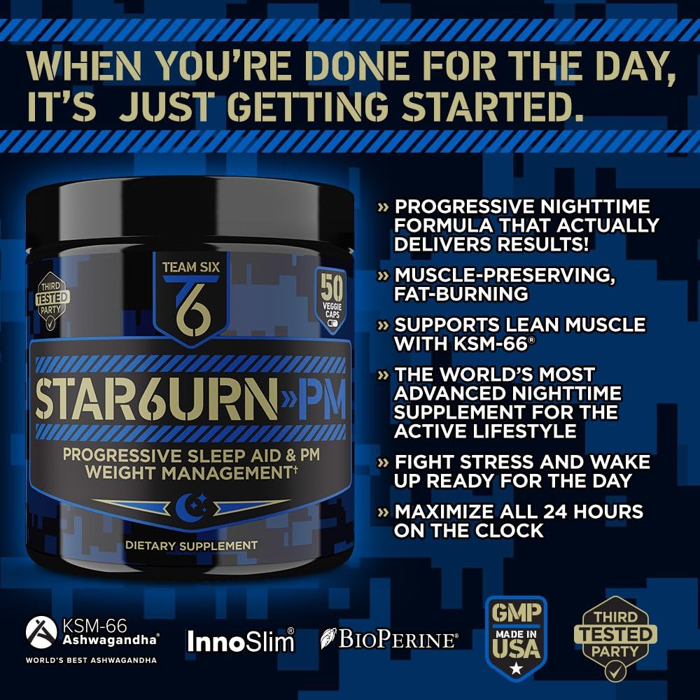 T6 STAR6URN-PM – Fat Burner and Sleep Aid for Muscle-Preserving Weight Loss and Stress Relief, Green Coffee Bean and Garcinia Cambogia Extract, 50 veggie caps: Health & Personal Care
