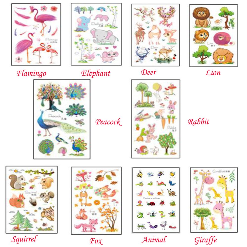 Morkia Tatuajes Temporales Para Niños Niñas, 100pcs Dibujos Animados Animales Perfecto Para piñata Niños Infantiles Fiesta de Cumpleaños Regalo Bolsas Relleno