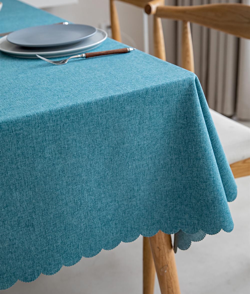 Fusehngre 51"x 71" Waterproof Rectangle Tablecloth Oil Spill Proof Wrinkle Resistant Table Cover Cotton 4-6 Seats Table Cloth for Dining, Kitchen, 130 x 180 cm Blue — image 1