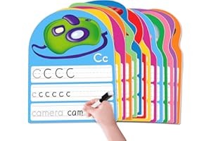 Auchq Alphabet Writing Practice Cards, Handwriting Letter Educational Material for Kindergarten＆Grade1-3，Double-Sided Printin