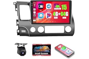 4+64G Android 15 Car Radio for Honda Civic (LHD) 2006-2011 Wireless Carplay Android Auto, Realdio 10" in-Cell Touch Screen fo
