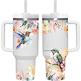 AMZUShome 40 OZ Hummingbird Tumbler with Handle.Hummingbird Lover Gifts.Unique Birthday Christmas Gifts for Hummingbird Lover.Personalized 40 OZ Hummingbird Tumbler Gifts for Women Men.