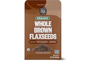 FGO Organic Whole Brown Flax Seeds, 2 Pound / 32oz Bulk Resealable Pouch, For Baking, Cooking & Smoothies, Sproutable, Grown in USA & Canada (Pack of 1)