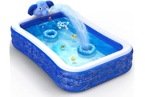 Hamdol Inflatable Swimming Pool, Kiddie Pool with Sprinkler, 99" X 72" X 22" Full-Sized Family Blow up Pool for Kids Toddlers Adults, Lounge Above Ground Pool for Backyard Indoor Outdoor for Age 3+