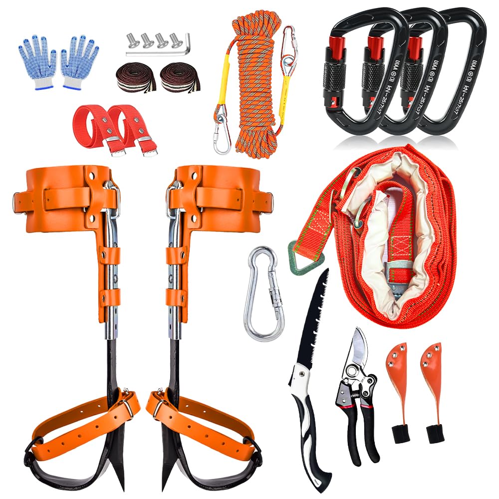 Photo 1 of wdsilkbo Tree Climbing Spikes, Tree Climbing Gear, Adjustable Tree Climbing Spurs for Tree Work, Tree Trimming Tree Climbing Kit