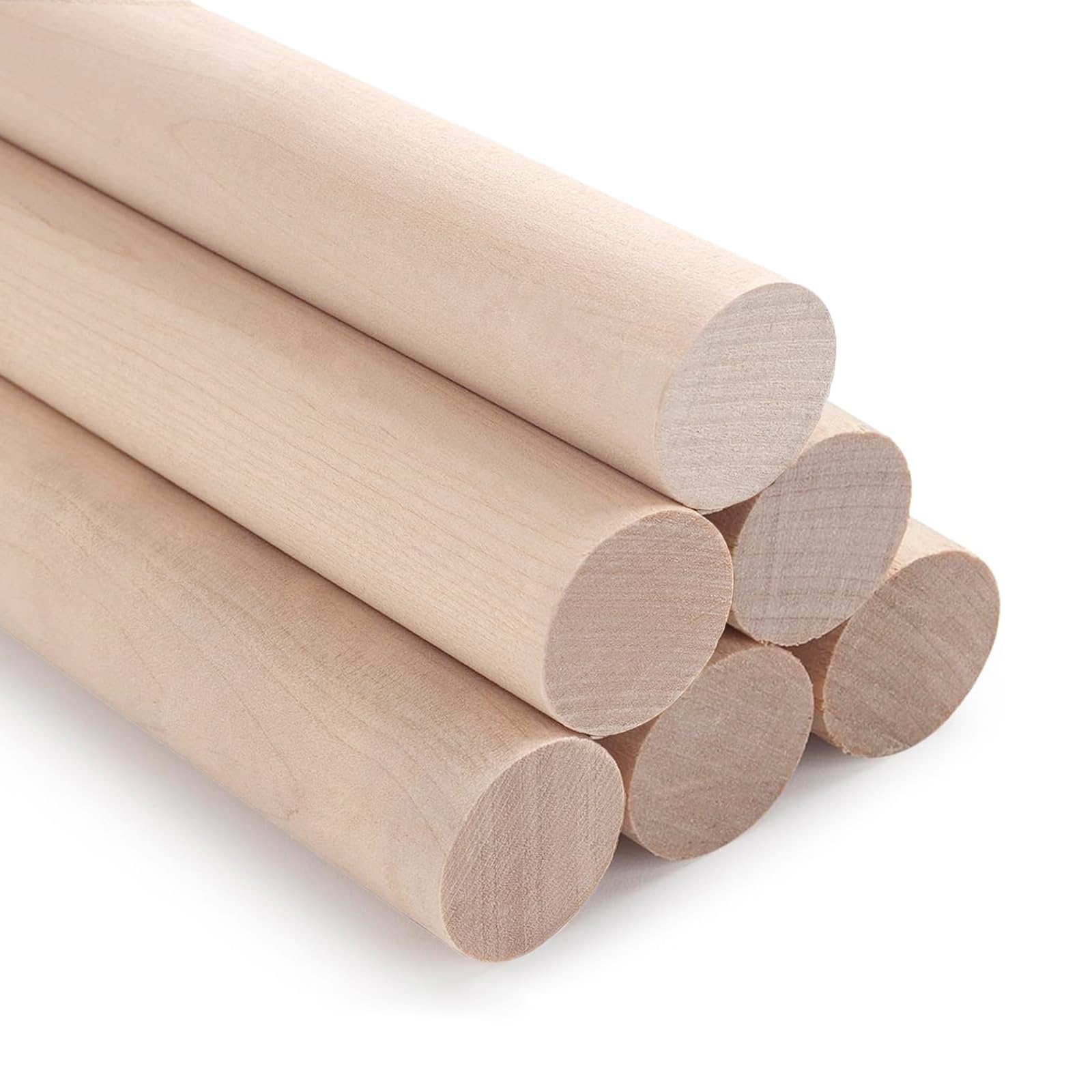 NANXJIUR 6 Pcs Wooden Dowel Rods Sticks Round Wood Dowels, 2.5x30CM Unfinished Hardwood Sticks, Macrame Dowel Wooden Sticks for Craftfor Arts and DIYers, Tiered Cake Support and Wedding Ribbon Wands