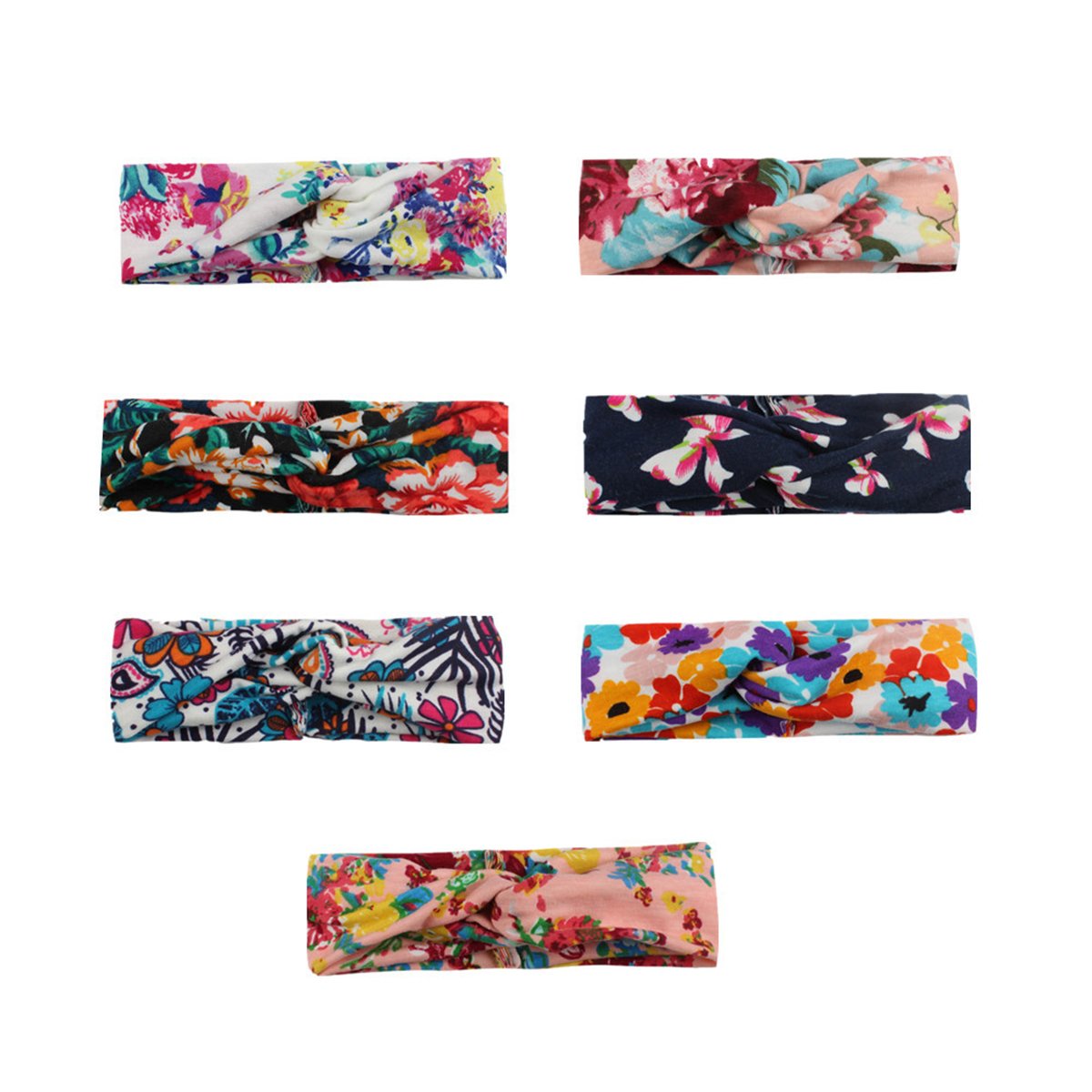 Calliar Womens Fashion Flower Bow Head Wrap Headbands Elastic Hair Band,7 Pack-Color 1