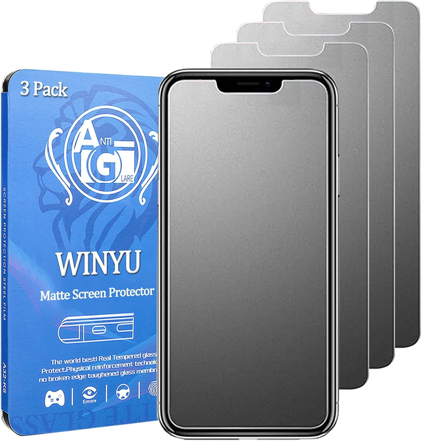 WINYU® 3PCS Matte Tempered Glass for iPhone 13 MINI Full Coverage Screen Protector Matt Anti-Glare Anti-Fingerprint Anti-Scratch 9H Tempered Glass Protective Film for iPhone 13 Mini - 5.4"