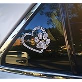 Kuufausi car Bling Stickers and Decals, Cars Walls Laptop Luggage Bling Rhinestone Stickers, Heart with Dog paw(4 X 3.5 Inch)