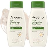 Aveeno Daily Moisturizing Body Wash with Prebiotic Oat, 18 fl. oz, 2 Pack | With Prebiotic Oat, Gently Cleanses, Nourishes &amp; Feels Hydrating on Dry Skin, Gentle, Lightly Scented