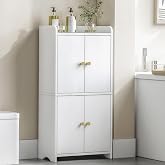 HEXCELEN Small Bathroom Floor Cabinet，Bathroom Storage Cabinet | with 4 Doors and Shelves,towel cabinet bathroom organizer cabinet for Small Spaces, Living Room, Kitchen, Modern Minimalism
