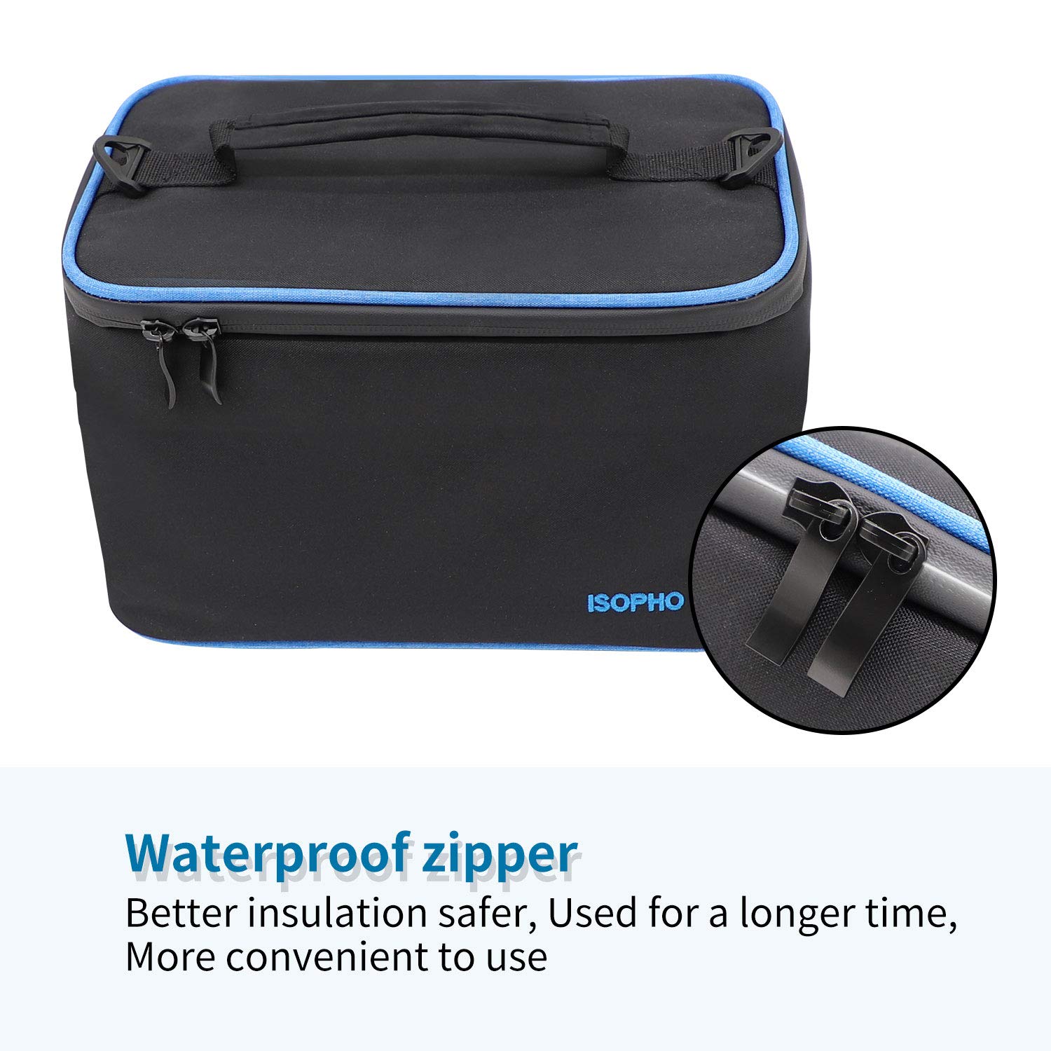 Cool Lunch Bag ISOPHO Picnic Cool Bag 7L Lunch Box for Adults/Men/Women/Kids, Leakproof Insulated Lunch Bag for Work, School, Camping, Black and Light Portable Adjustable Shoulder Strap