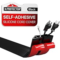 Floor Cord Cover by X-Protector – 5’ Overfloor Cord Protector – Self-Adhesive Power Cable Protector – Silicone Cord Protector