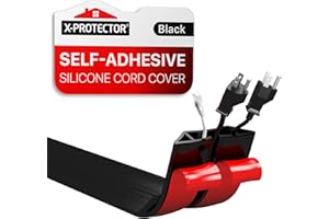 Floor Cord Cover by X-Protector – 5’ Overfloor Cord Protector – Self-Adhesive Power Cable Protector – Silicone Cord Protector