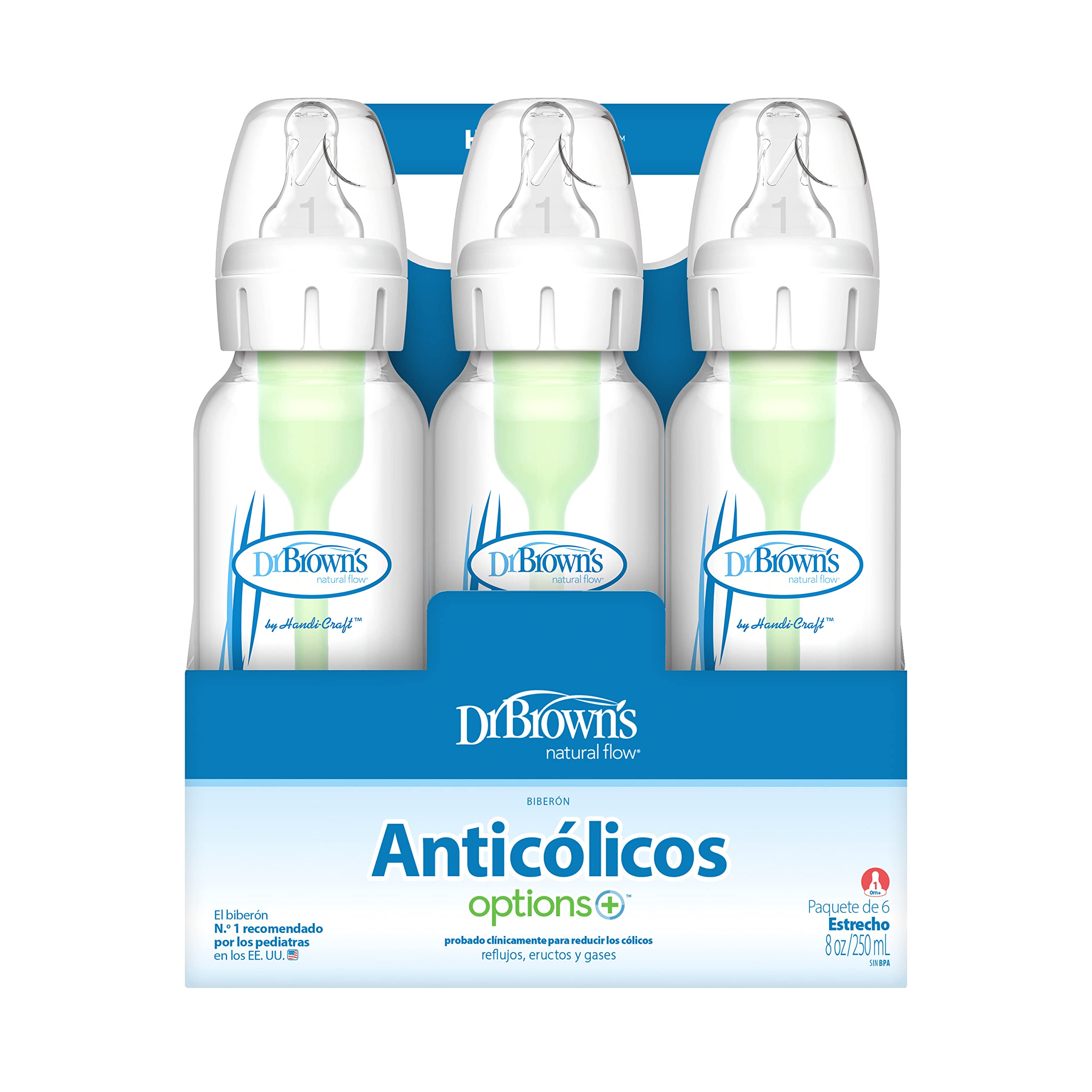 Dr. Brown’s Natural Flow® Anti-Colic Options+™ Narrow Baby Bottles 8 oz/250 mL, with Level 1 Slow Flow Nipple, 6 Pack, 0m+ Balloon Animals Gift Set